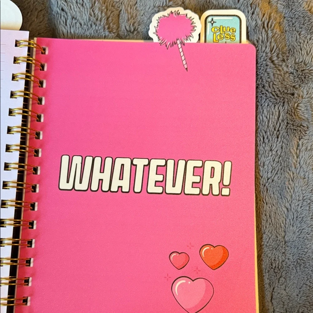 2 Clueless Pink Journals Set- 30th Anniversary! BONUS FUZZY PEN like Cher used!